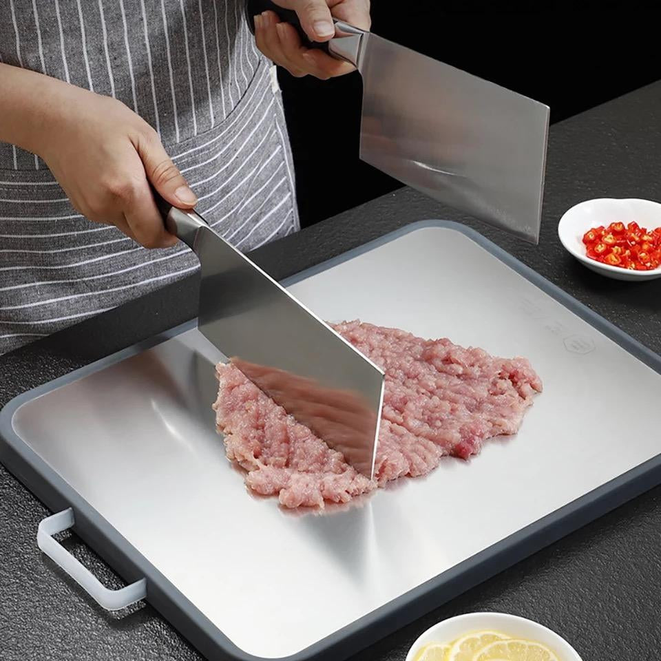 DOUBLE-SIDED STAINLESS STEEL CUTTING BOARD 38.5CM L, 27CM W