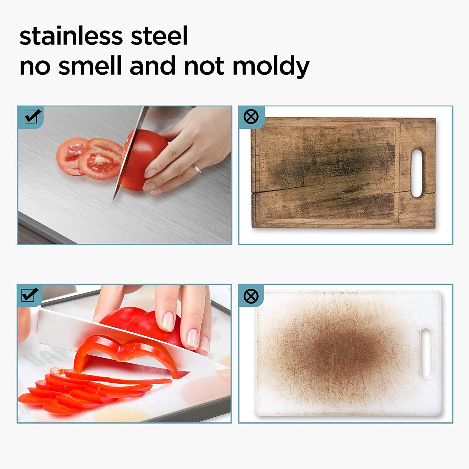 DOUBLE-SIDED STAINLESS STEEL CUTTING BOARD 38.5CM L, 27CM W