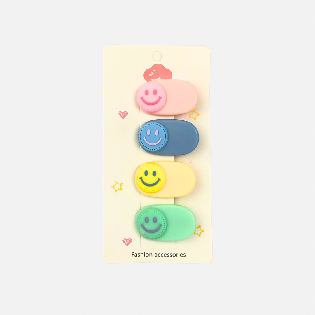 4 PCS SMILY HAIR PINS