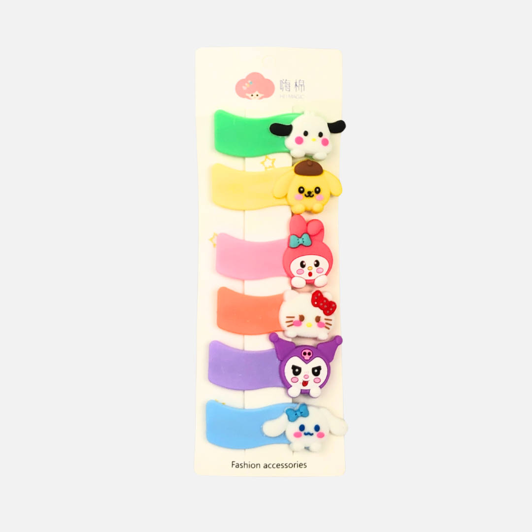 6 PCS COLOURFUL CARTOONS HAIR PINS