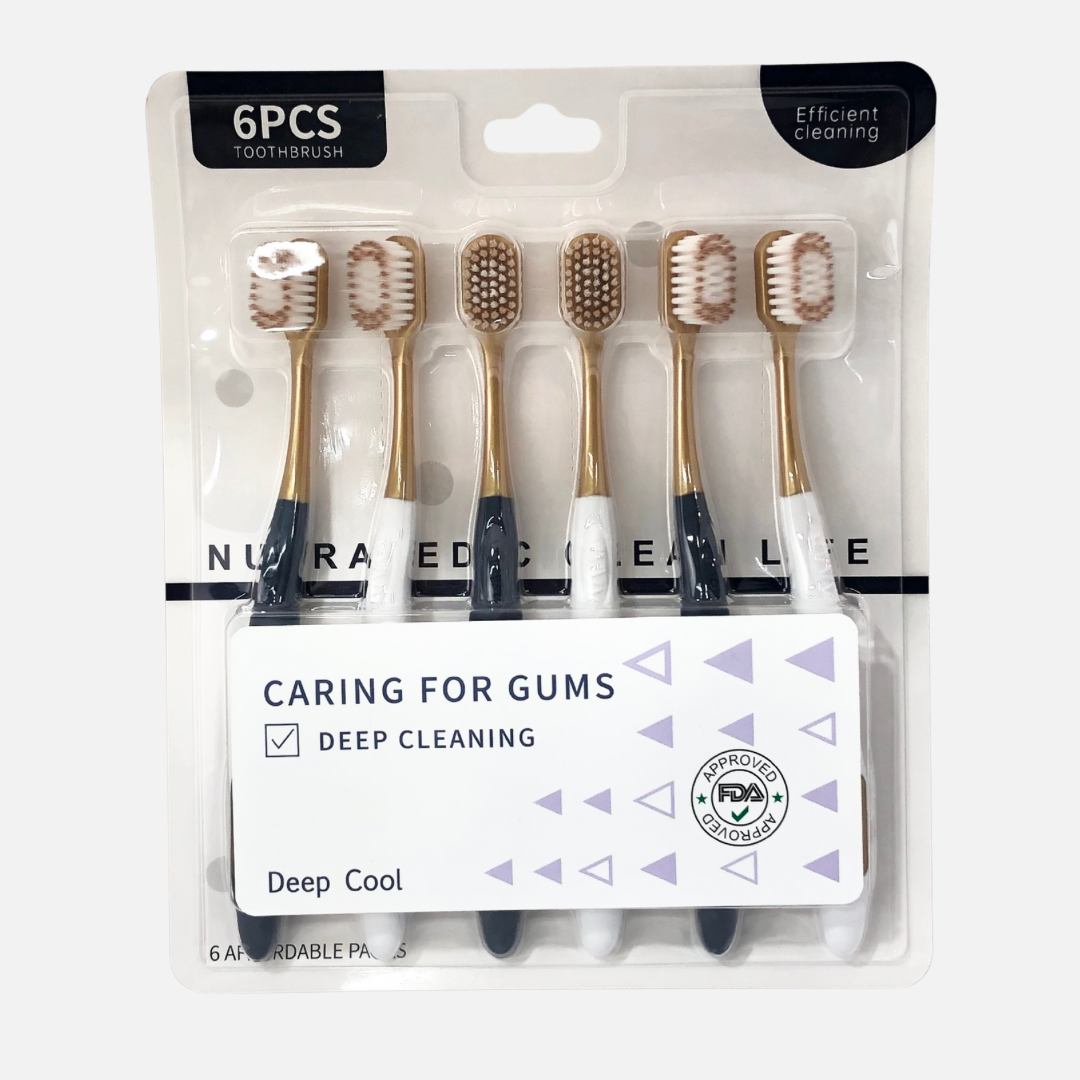 PACK OF SIX NURA EDC DEEP CLEANING TOOTHBRUSHES