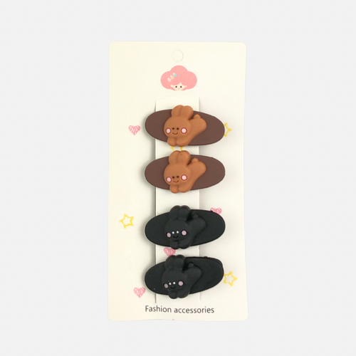 4 PCS BLACK & BROWN HAIR PINS