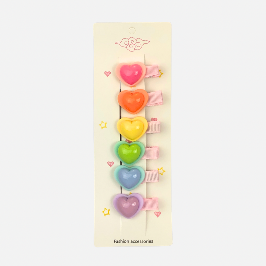 6 PCS HEART HAIR PINS