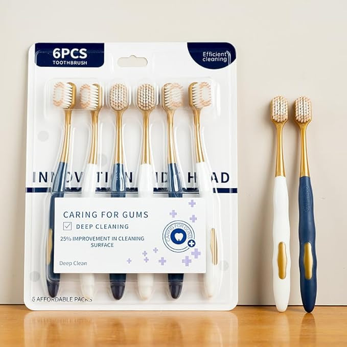 PACK OF SIX NURA EDC DEEP CLEANING TOOTHBRUSHES