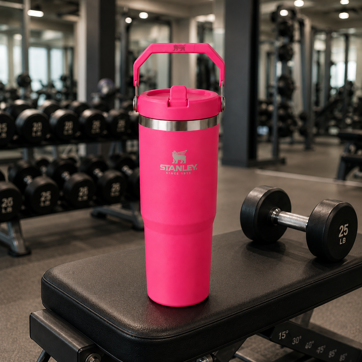 Stanley IceFlow Flip Straw Tumbler 30oz (0.88L) – Barbie Pink Stainless Steel Insulated Water Bottle with Handle