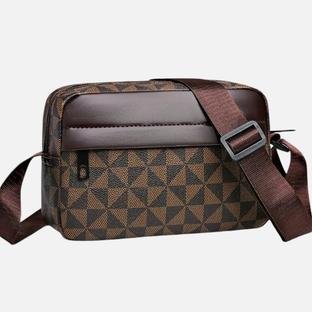 CROSSBODY BAG BROWN WITH ADJUSTABLE SHOULDER STRAP & ZIPPER CLOSURE