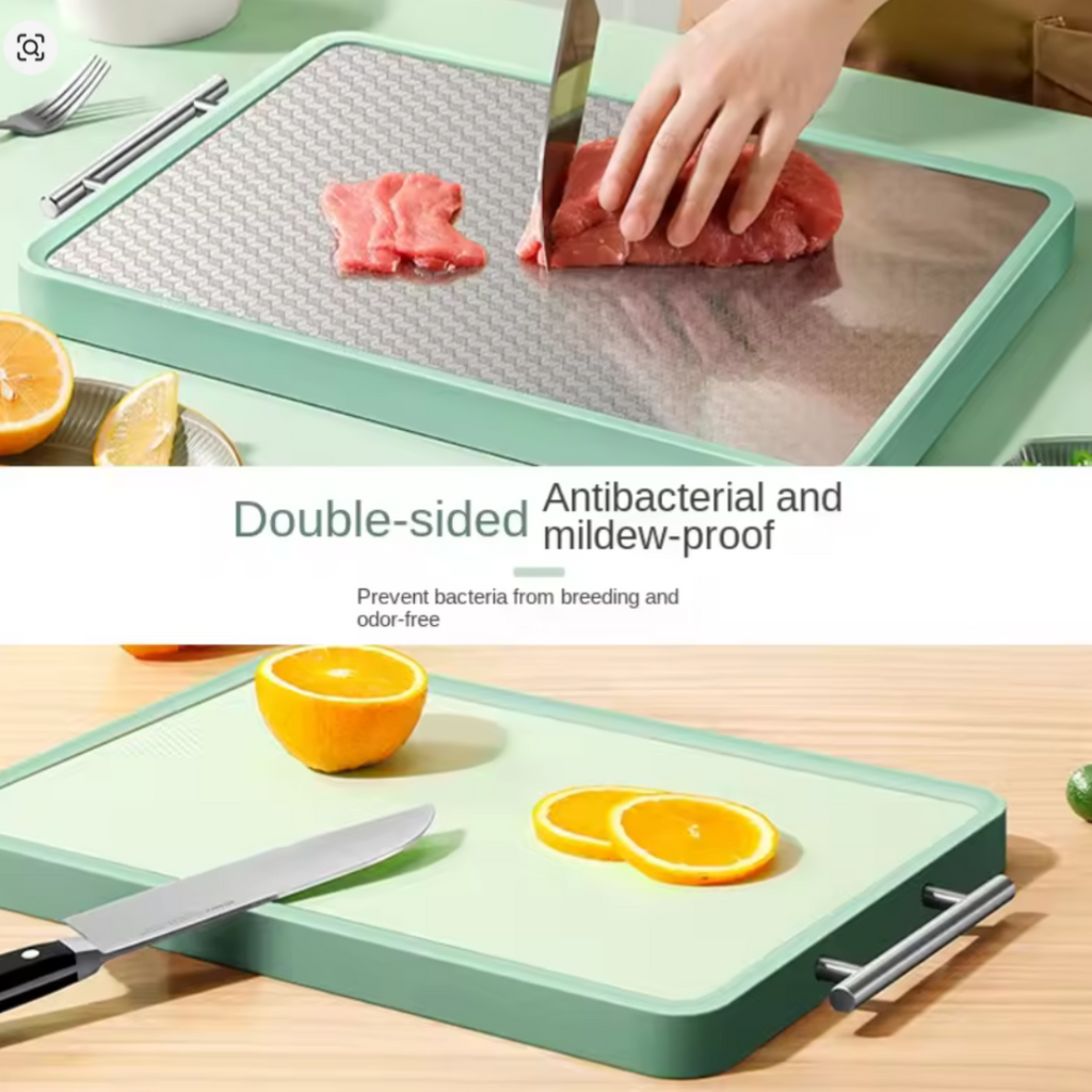 DOUBLE-SIDED STAINLESS STEEL CUTTING BOARD 40CM L, 27CM W