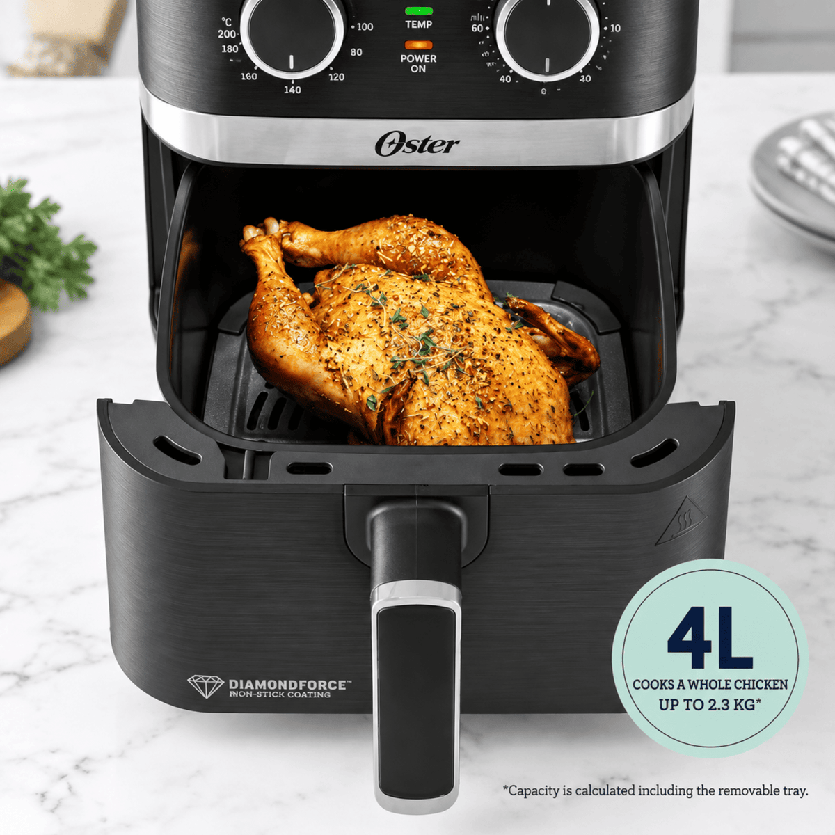 Oster DiamondForce™ 4L Air Fryer | Non-Stick Coating | Whole Chicken Capacity up to 2.3kg