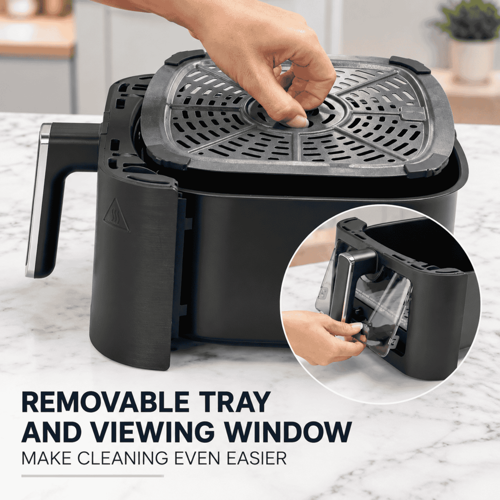 Oster®️ Manual Air Fryer CKSTAF60WMDF | DiamondForce Non-Stick Coating | 6L Capacity with Viewing Window & Internal Light