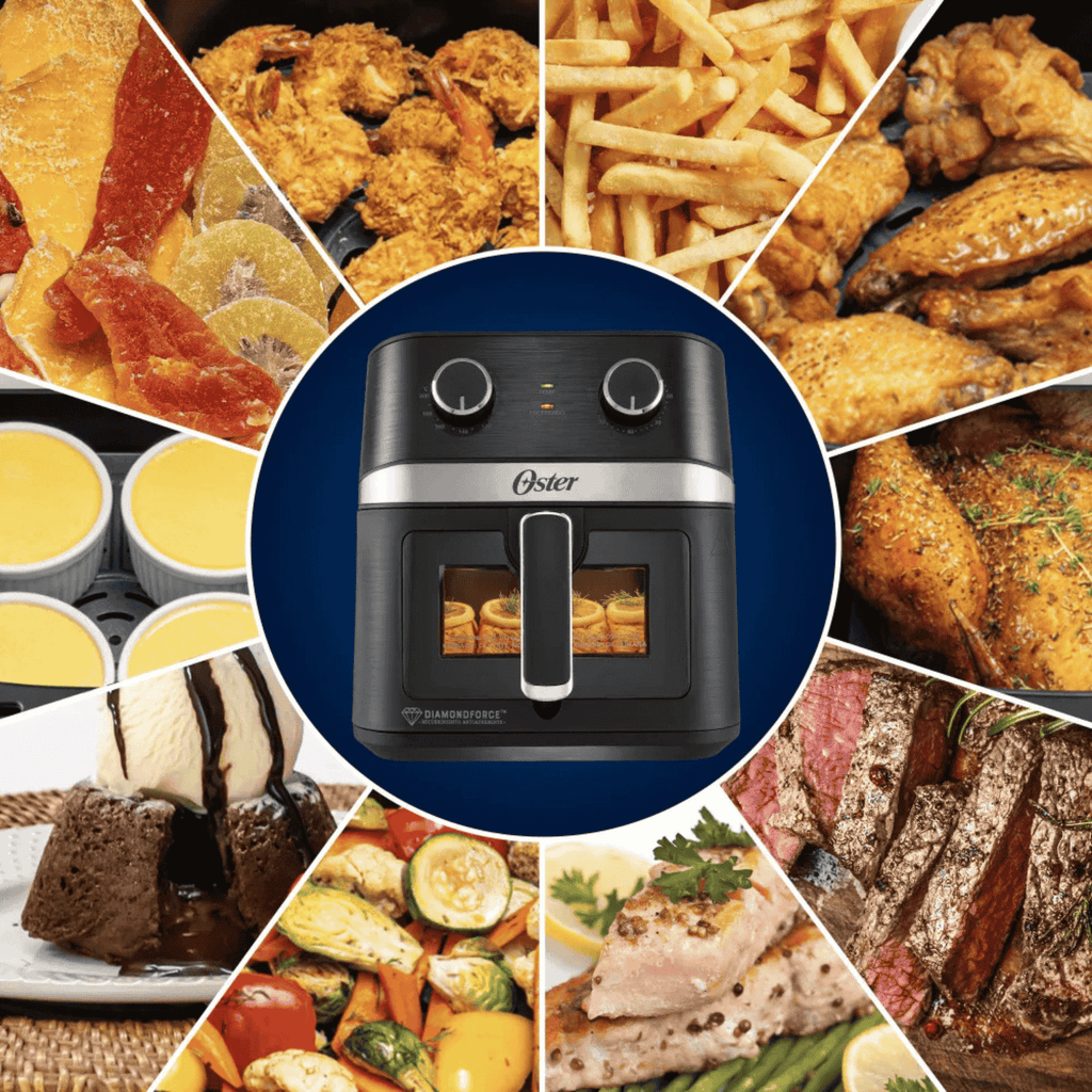 Oster®️ Manual Air Fryer CKSTAF60WMDF | DiamondForce Non-Stick Coating | 6L Capacity with Viewing Window & Internal Light