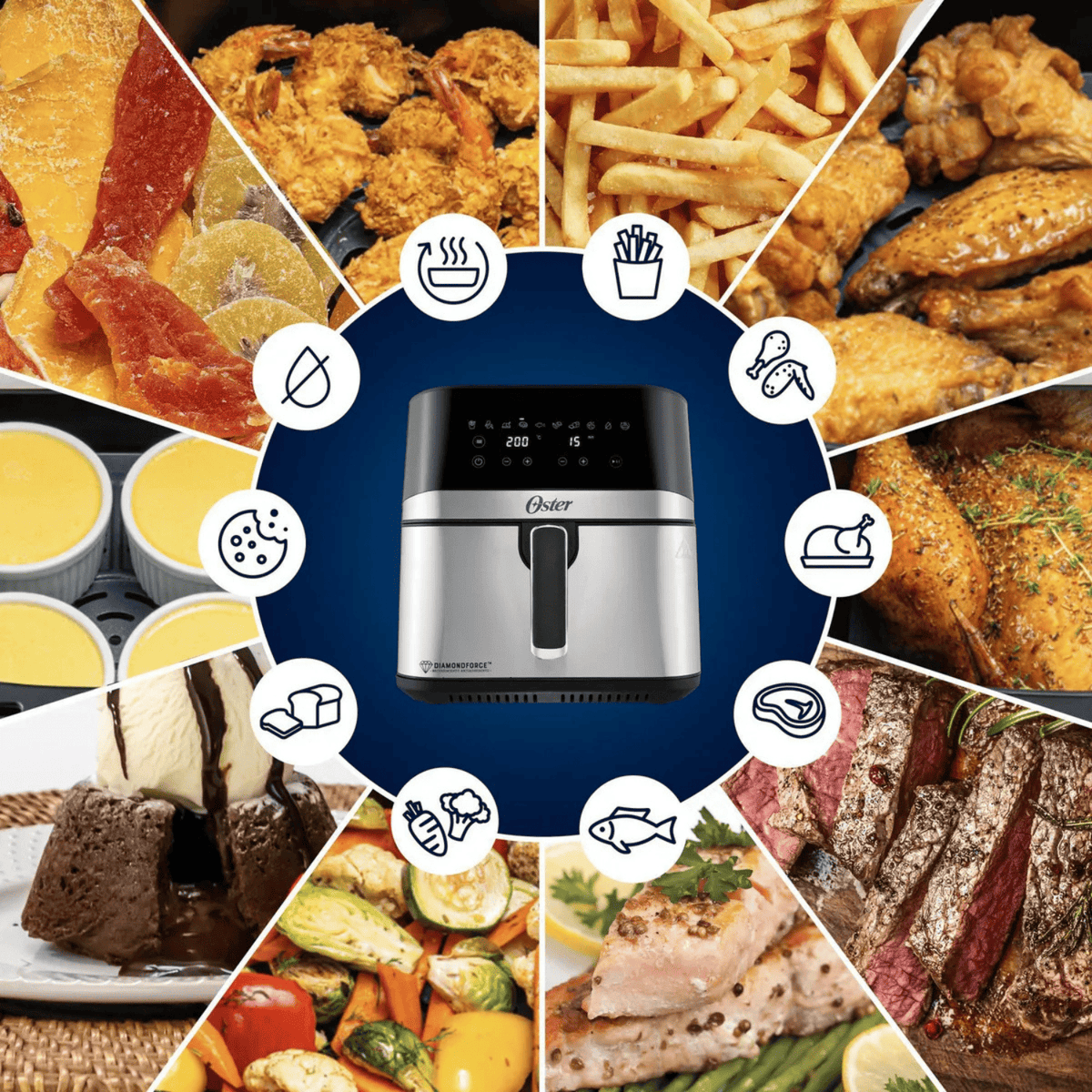 Oster®️ DiamondForce Digital Air Fryer 7.5L with 10 Automatic Programs CKSTAF75DSSDF