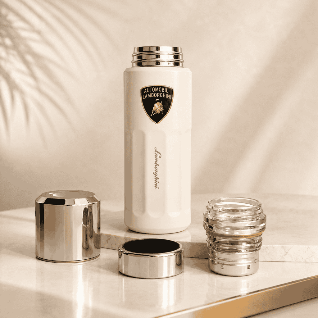 Automobili Lamborghini Luxury Insulated 500ML Bottle | Premium Stainless Steel Vacuum Flask (Black &amp; White Edition)